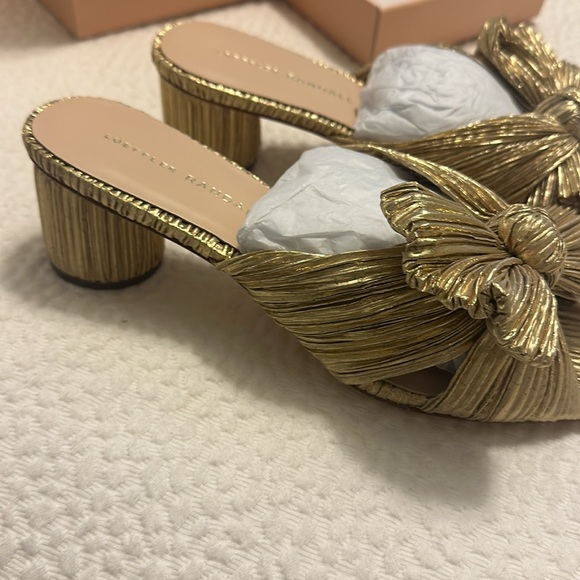 Loeffler Randall Emilia Gold Pleated Bow Heel - Picture 8 of 11